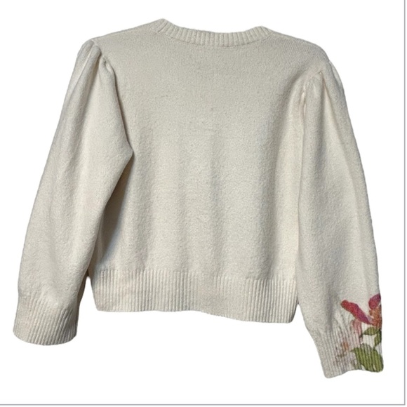 Cinq a Sept wool blend Floral Embroidered Cream Sweater NWOT - Picture 3 of 9